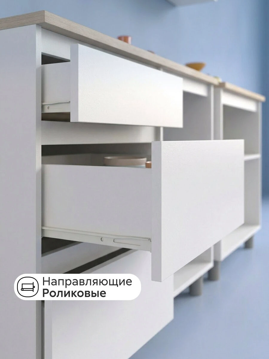 Модульная кухня прямая Зилта, 2.0 м (белый текстурный / дуб сонома)